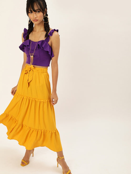 Veni Vidi Vici Purple Frilled Tie Back Top