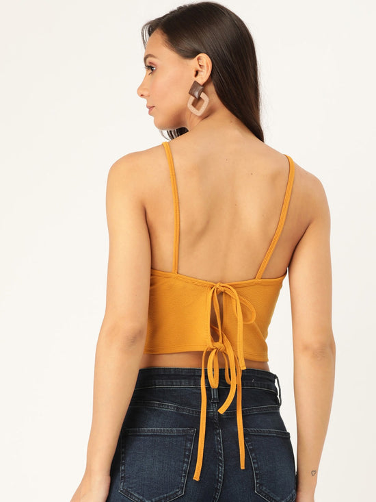 Veni Vidi Vici Mustard Tie Back Top