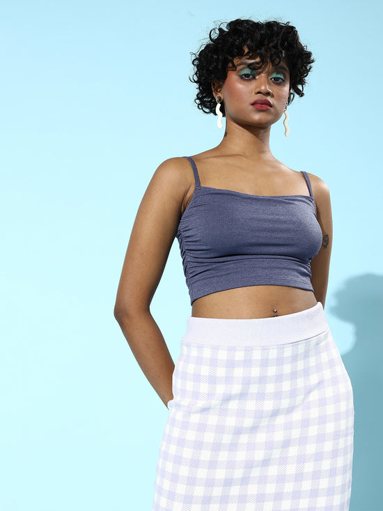 Veni Vidi Vici Indigo Ruched Strappy Top