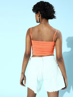 Veni Vidi Vici Peach Ruched Strappy Top