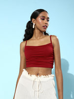 Veni Vidi Vici Maroon Ruched Strappy Top