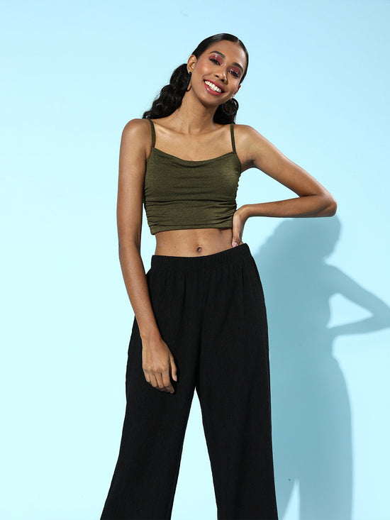 Veni Vidi Vici Olive Ruched Strappy Top