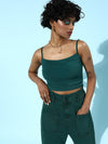 Veni Vidi Vici Dark Green Ruched Strappy Top