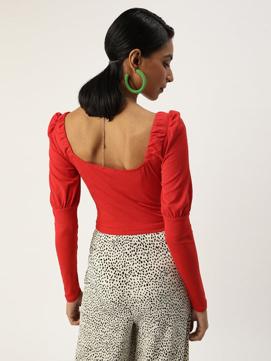 Veni Vidi Vici Red Puff Full Sleeve Top