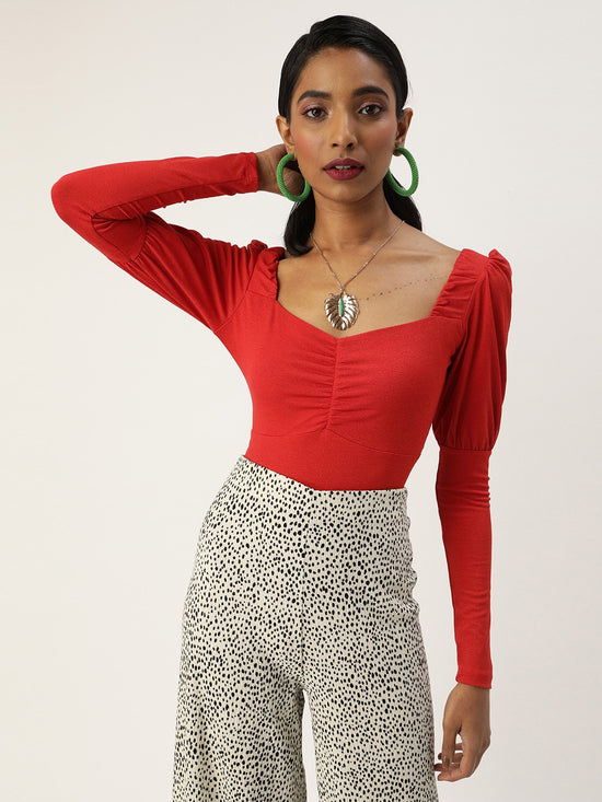 Veni Vidi Vici Red Puff Full Sleeve Top