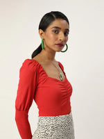 Veni Vidi Vici Red Puff Full Sleeve Top