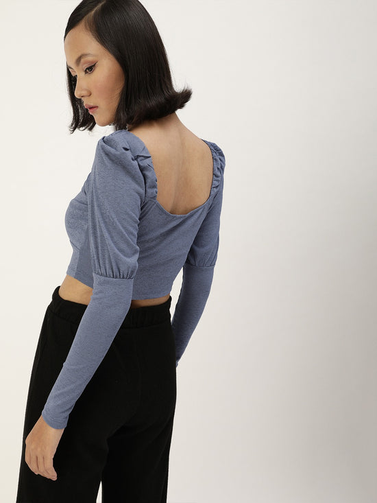 Veni Vidi Vici Indigo Puff Full Sleeve Top