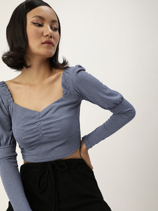 Veni Vidi Vici Indigo Puff Full Sleeve Top