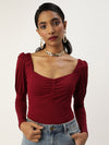 Veni Vidi Vici Maroon Puff Full Sleeve Top