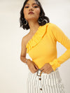 Veni Vidi Vici Yellow Frilled One Shoulder Top