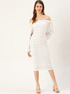 Veni Vidi Vici Off White Off Shoulder Puff Sleeve Dress