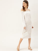 Veni Vidi Vici Off White Off Shoulder Puff Sleeve Dress