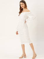 Veni Vidi Vici Off White Off Shoulder Puff Sleeve Dress