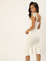 Veni Vidi Vici White Shouder Tie Flared Dress