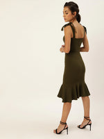 Veni Vidi Vici Olive Shouder Tie Flared Dress