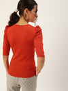 Veni Vidi Vici Red Puff Sleeve Top