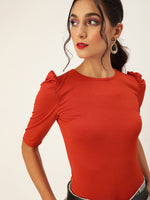 Veni Vidi Vici Red Puff Sleeve Top