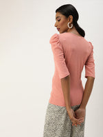 Veni Vidi Vici Salmon Puff Sleeve Top