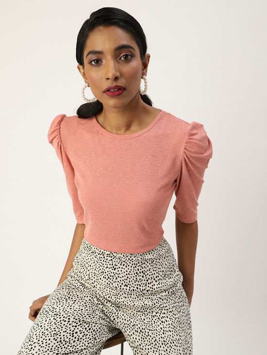 Veni Vidi Vici Salmon Puff Sleeve Top