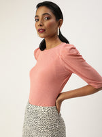 Veni Vidi Vici Salmon Puff Sleeve Top