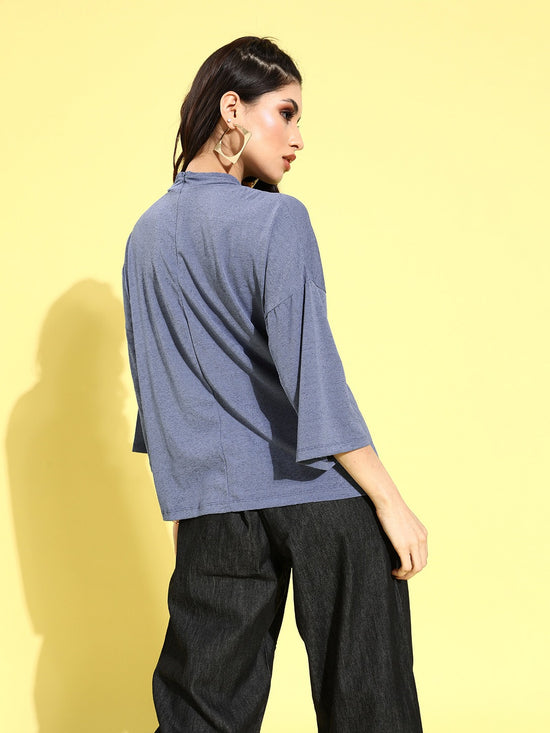 Veni Vidi Vici Indigo Drop Shoulder Boxy Top