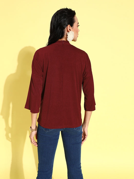 Veni Vidi Vici Maroon Drop Shoulder Boxy Top