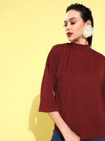 Veni Vidi Vici Maroon Drop Shoulder Boxy Top