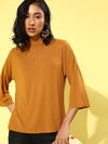 Veni Vidi Vici Mustard Drop Shoulder Boxy Top