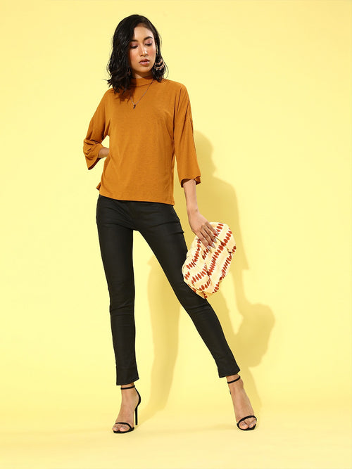 Veni Vidi Vici Mustard Drop Shoulder Boxy Top