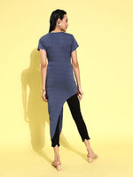 Veni Vidi Vici Indigo Asymmetric Hem Long Top