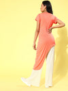 Veni Vidi Vici Peach Asymmetric Hem Long Top