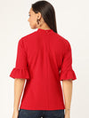 Veni Vidi Vici Red Frilled Sleeve Top