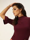 Veni Vidi Vici Maroon Frilled Sleeve Top