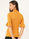 Veni Vidi Vici Mustard Frilled Sleeve Top