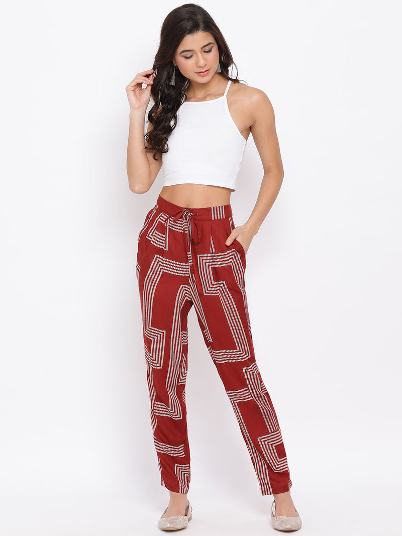 Red Direction Women Pant