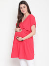 Marvel red tie-knot warp maternity tunic