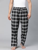 A Black Brush Check Elasticated & Tie-Knotted Men Nightwear Pajama