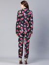 Women Floral Print Collared Buttoned Multicolor Jumpsuit