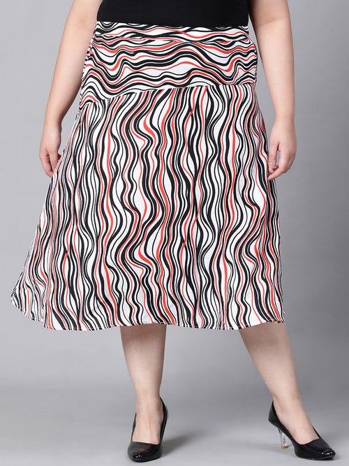 Women Plus Size Printed Elasticated Skirt