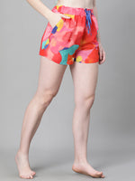 Women Multicolor Floral Print Elasticated Tie-up Beachwear Shorts