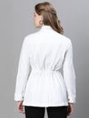 Women White Collared Snap Buttoned Long Sleeve Cotton Jacket