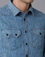 Prototype Men Printed Casual Blue Shirt