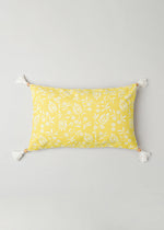Yellow Daisy Printed Cotton Cushion Cover - 12" x 20"