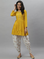 Women's Embellished Rayon A-Line kurta with Dhoti Pant