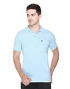 White Moon Cotton Solid Regular Fit Polo Tshirt Men Light Blue 1 Pc