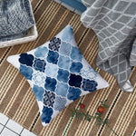 Set of 5 Blue Ethnic Hexa Printed Square Cushion Covers
