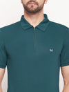 White Moon Men Dry fit Sports Gym Polo T shirt (C-Green)