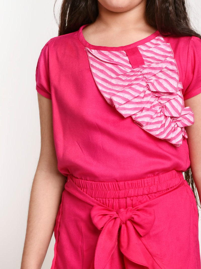 Jelly Jones Pink Top with frill Plazo
