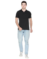 White Moon Cotton Solid Regular Fit Polo Tshirt Men Black 1 Pc