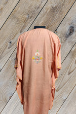 100% Cotton Orange Short Kashmiri Kaftan with Floral Aari Embroidery